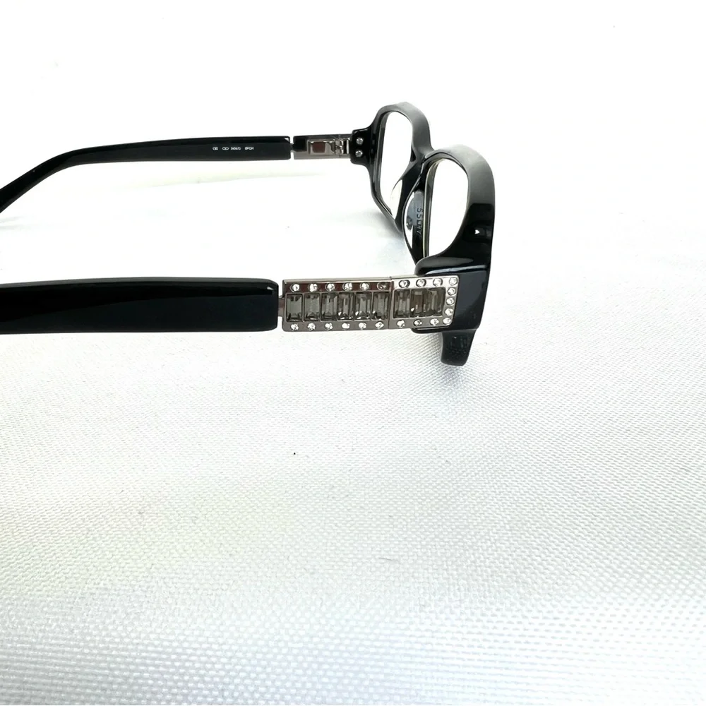 VALENTINO Italy 130 5456 Rectangular Lens Crystal Black Frames Eyeglasses